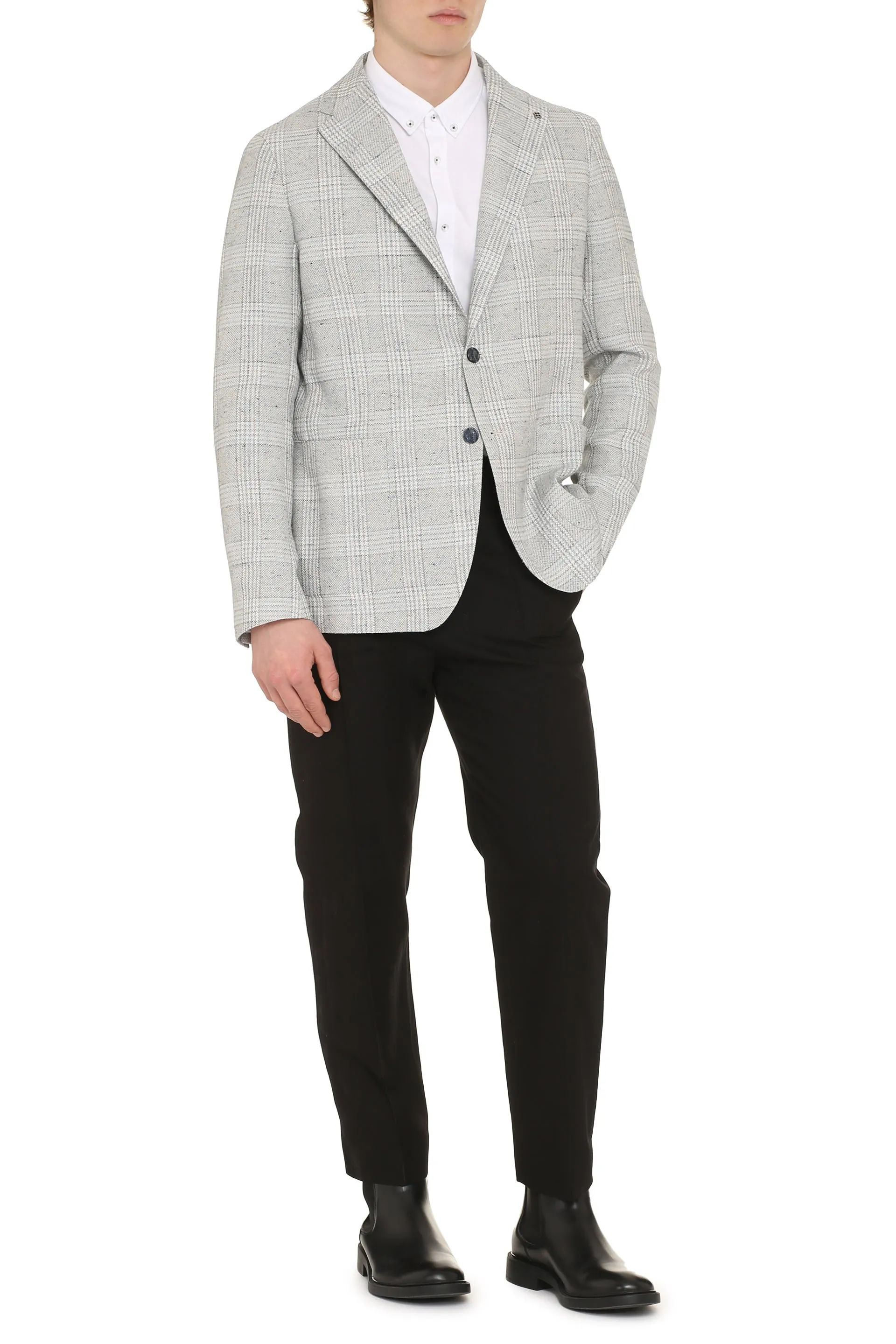 Cotton blend single-breast jacket