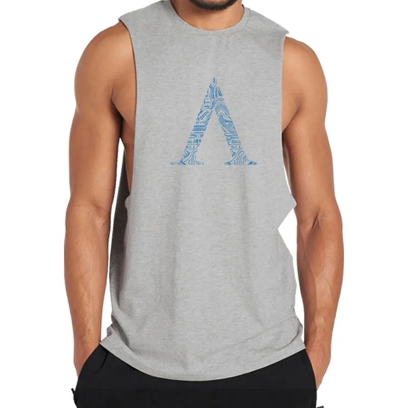 Cotton Letter A Men's Tank Top