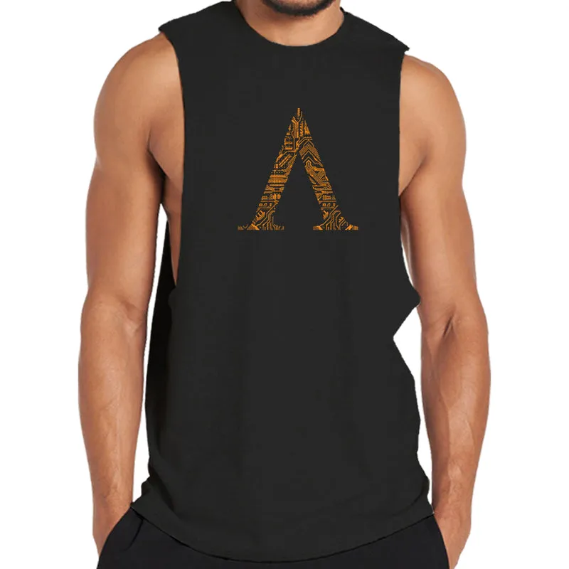 Cotton Letter A Men's Tank Top