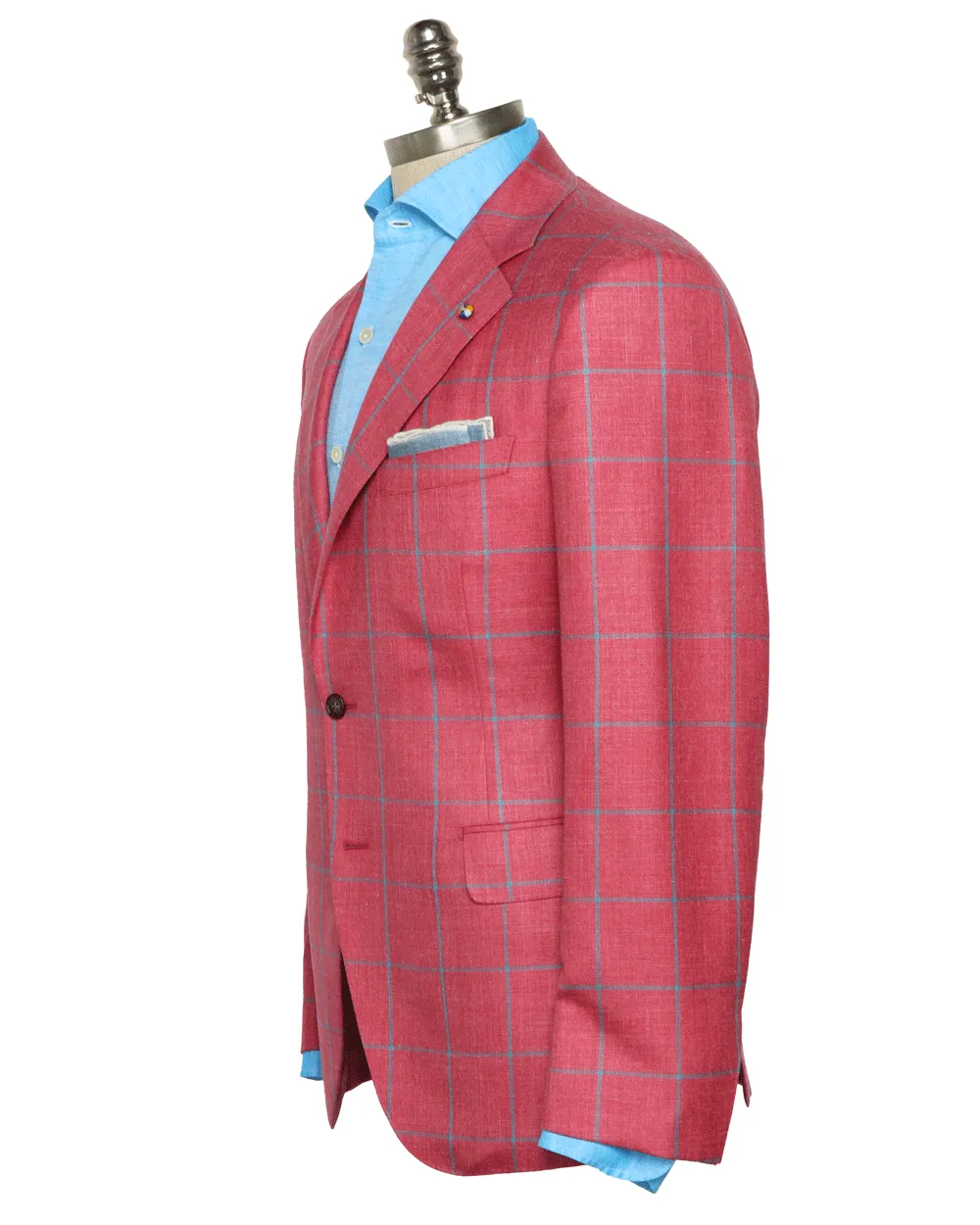 Cranberry and Teal Windowpane Sportcoat