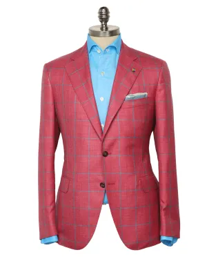 Cranberry and Teal Windowpane Sportcoat