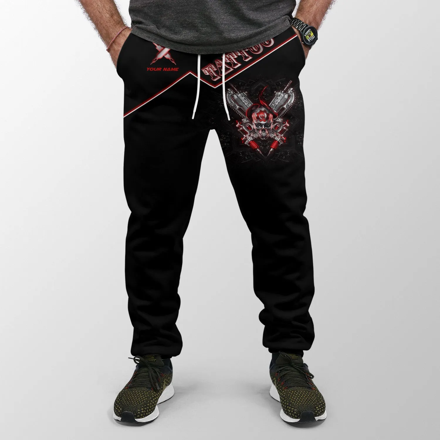 Custom Tattoo Sweatpants Skull Tattoo Machine 3D Pants Tattoo Artist Jogger