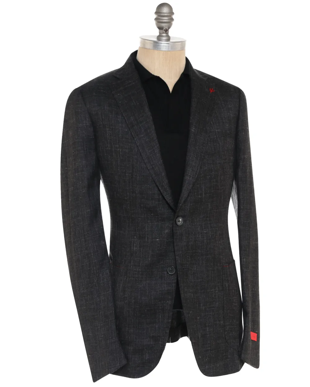 Dark Grey Silk Blend Heathered Sportshirt
