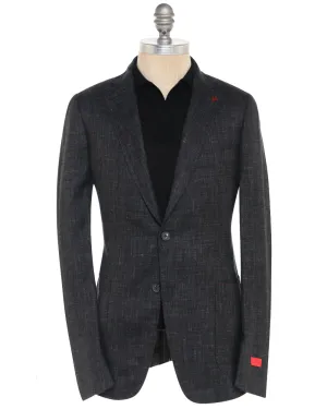 Dark Grey Silk Blend Heathered Sportshirt