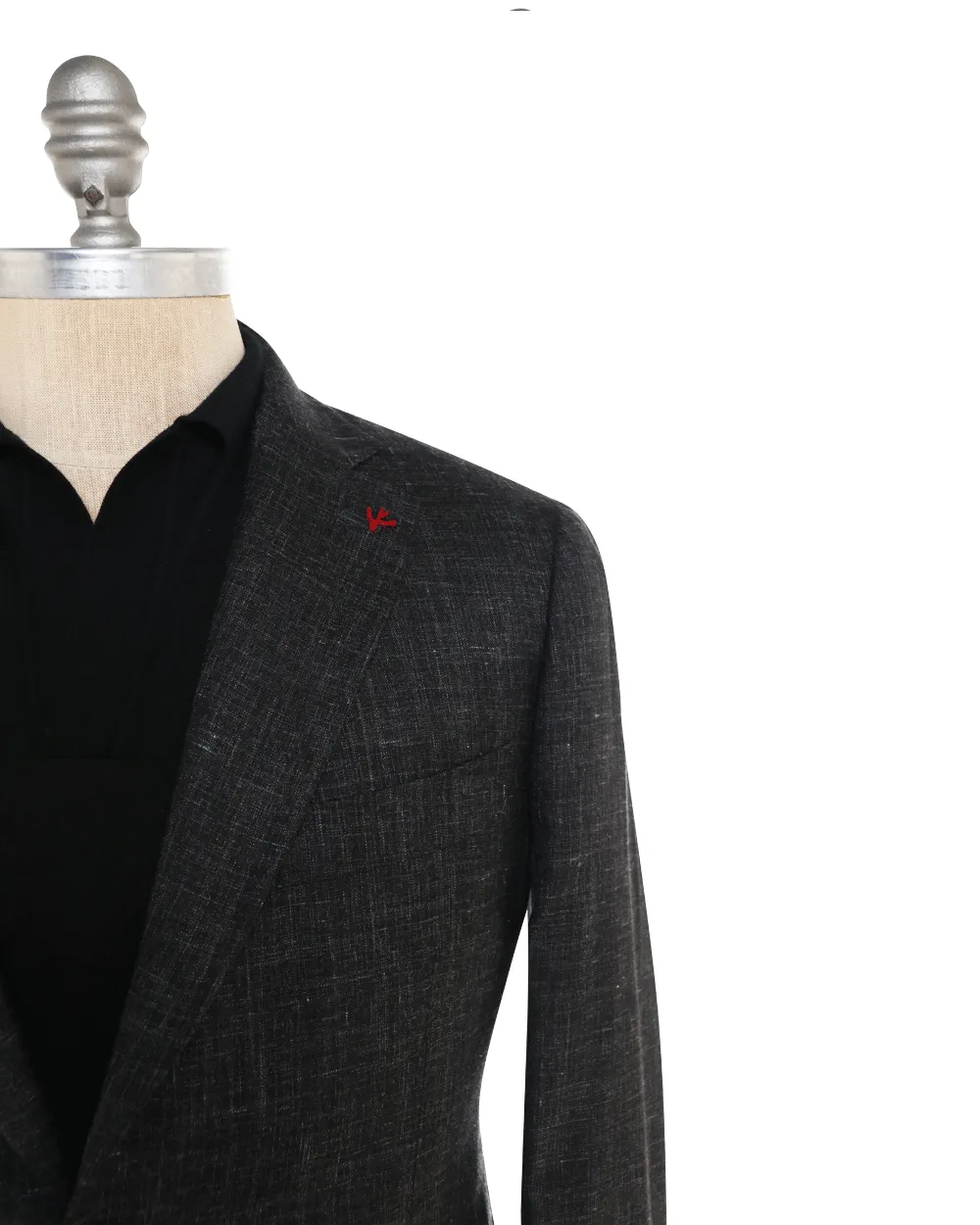 Dark Grey Silk Blend Heathered Sportshirt