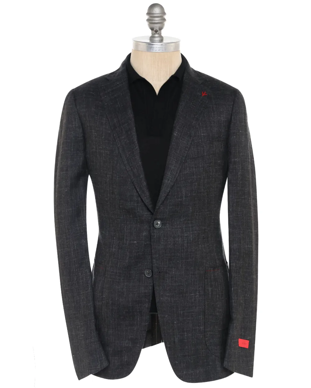 Dark Grey Silk Blend Heathered Sportshirt