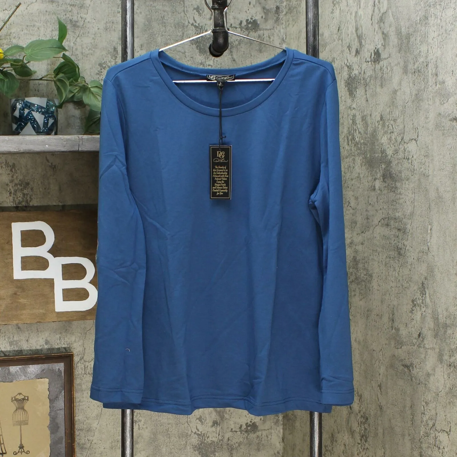 DG2 by Diane Gilman Women's Embroidered Bell Sleeve French Terry Top