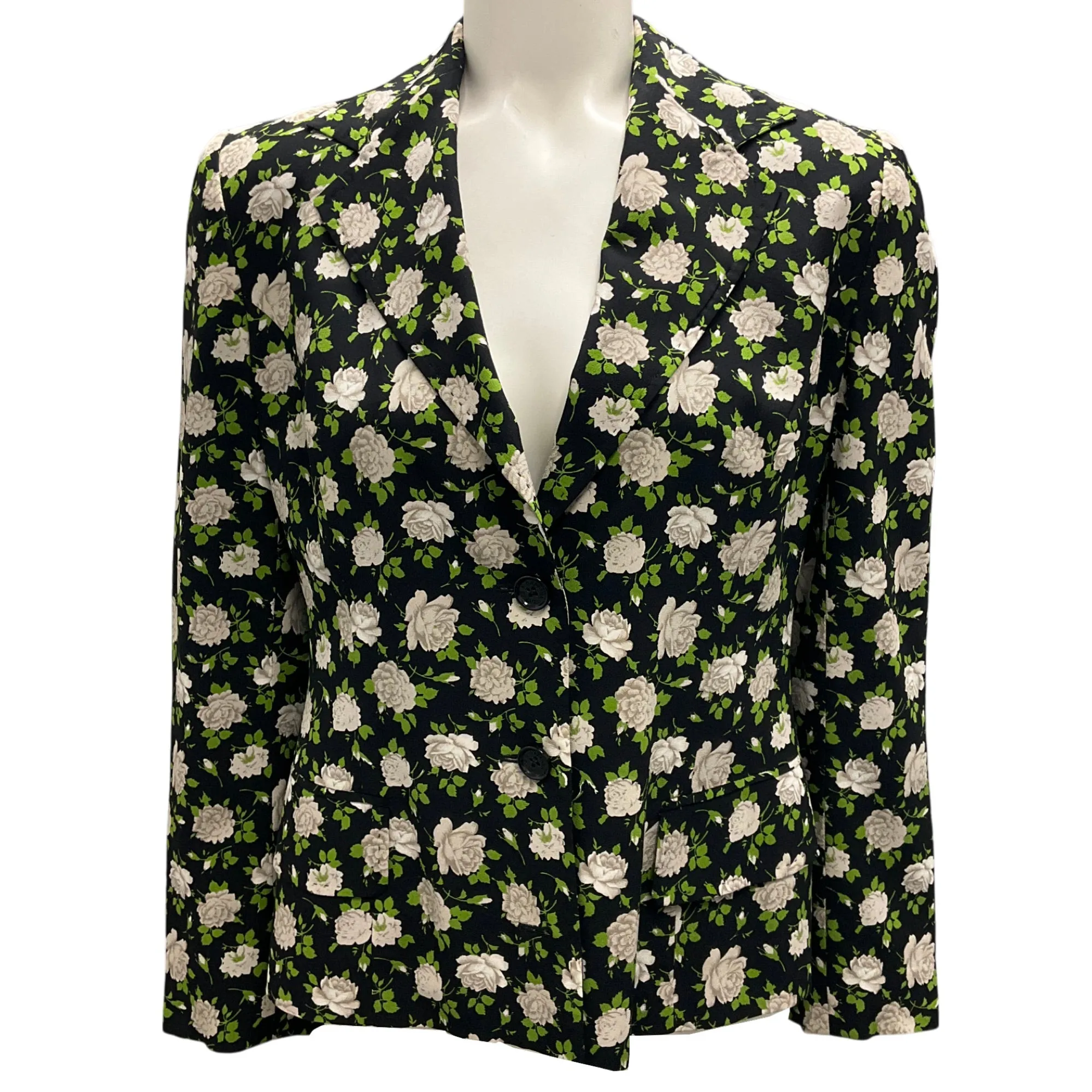 Dolce & Gabbana Black Multi Floral Silk Blazer