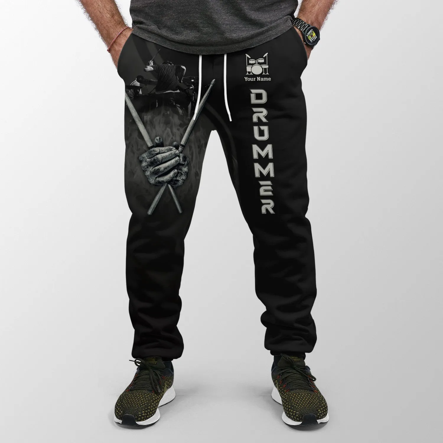Drummer Pants Drums Personalized Name 3D Sweatpants Drummer Jogger