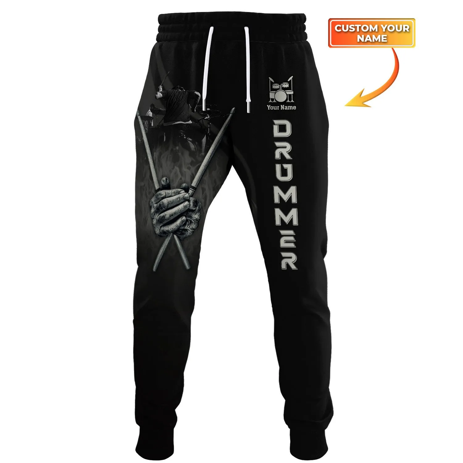 Drummer Pants Drums Personalized Name 3D Sweatpants Drummer Jogger