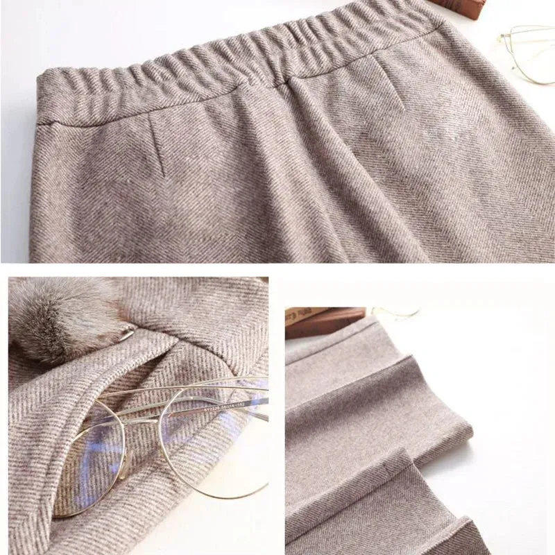 Elegant Woolen Blend Wide Leg Pants | Sophisticated Drape & Style