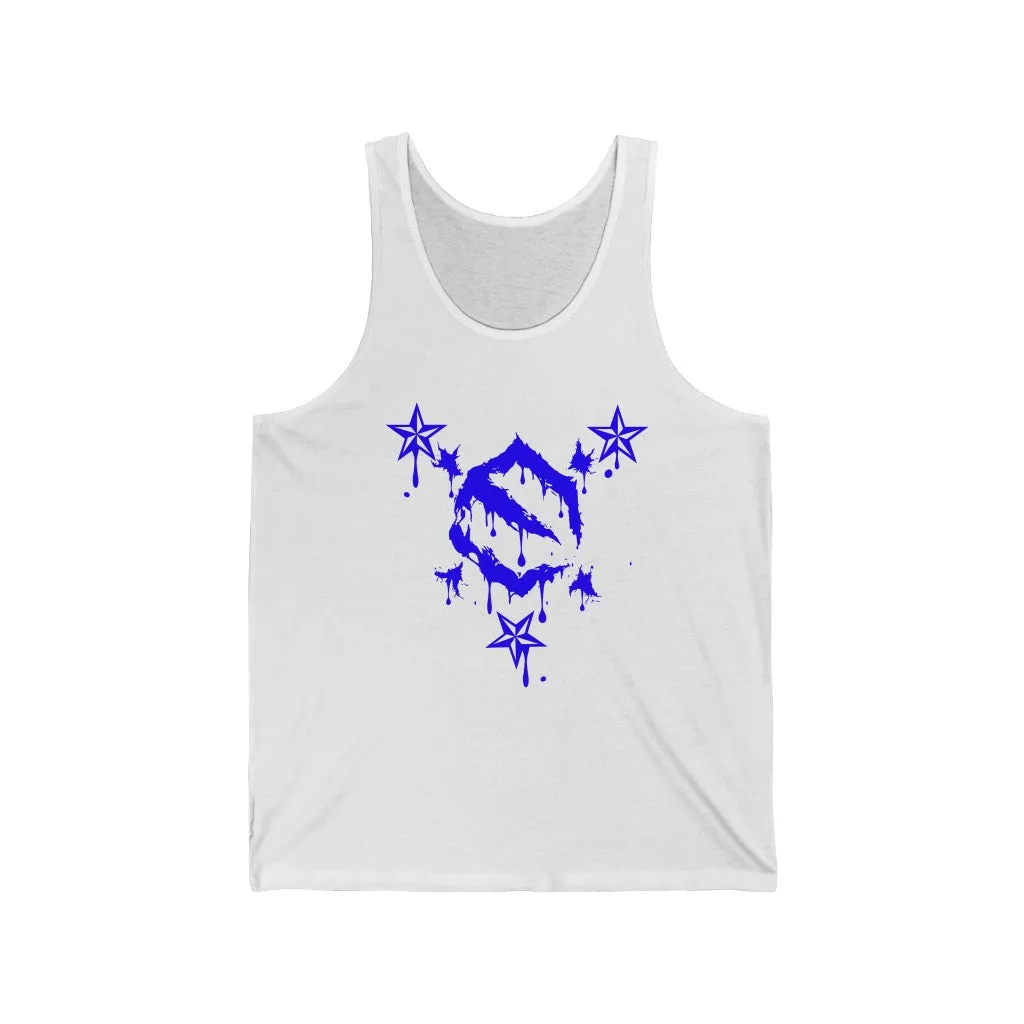 EZ MIL Drip Blue Emblem Unisex Jersey Tank