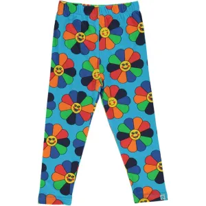 Flower Leggings - Ocean Blue - 2 Left Size 9-10 & 11-12 years