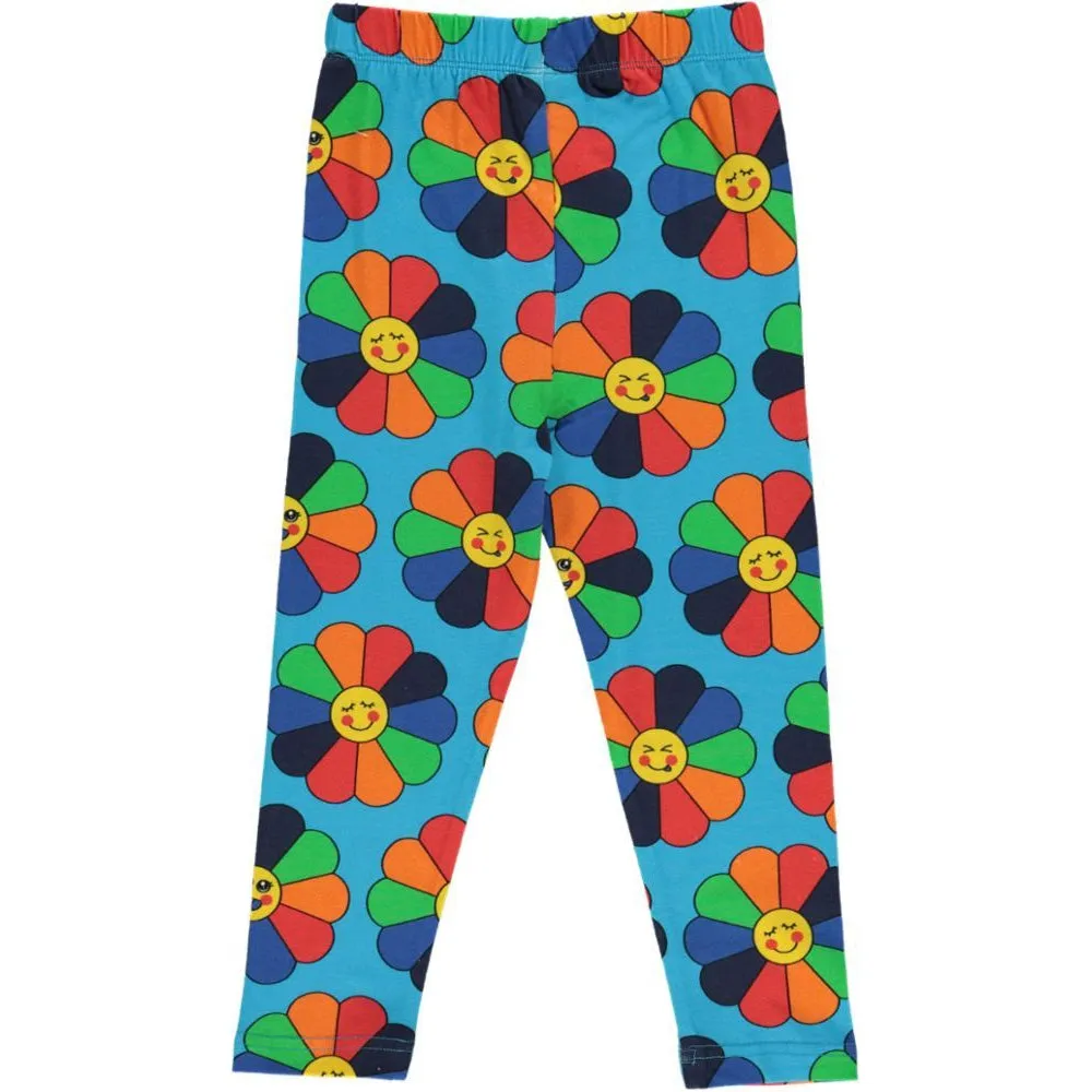 Flower Leggings - Ocean Blue - 2 Left Size 9-10 & 11-12 years