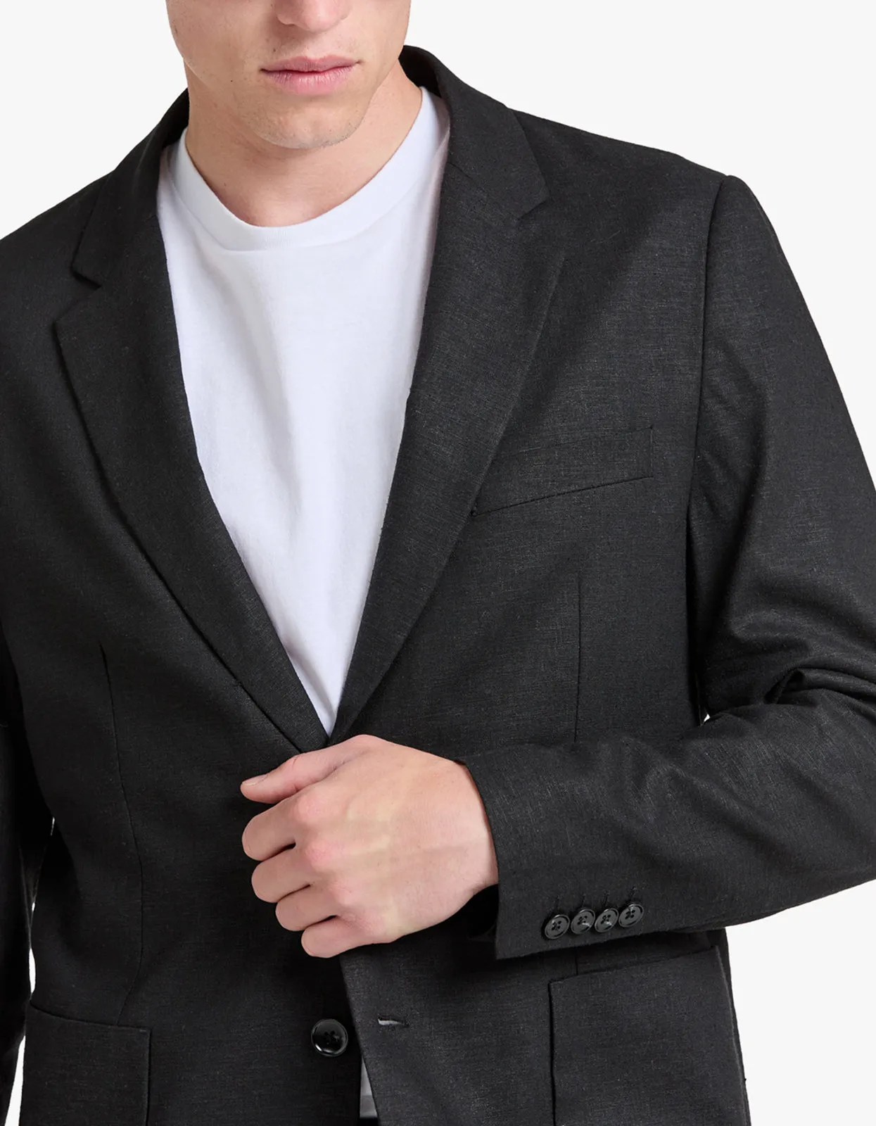 Frank Linen Blazer - Black