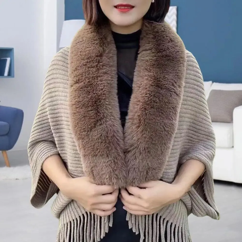 Fringe Fur Collar Shawl