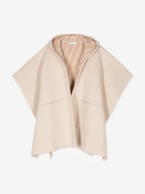 Girls Wool Reversible Cape in Beige