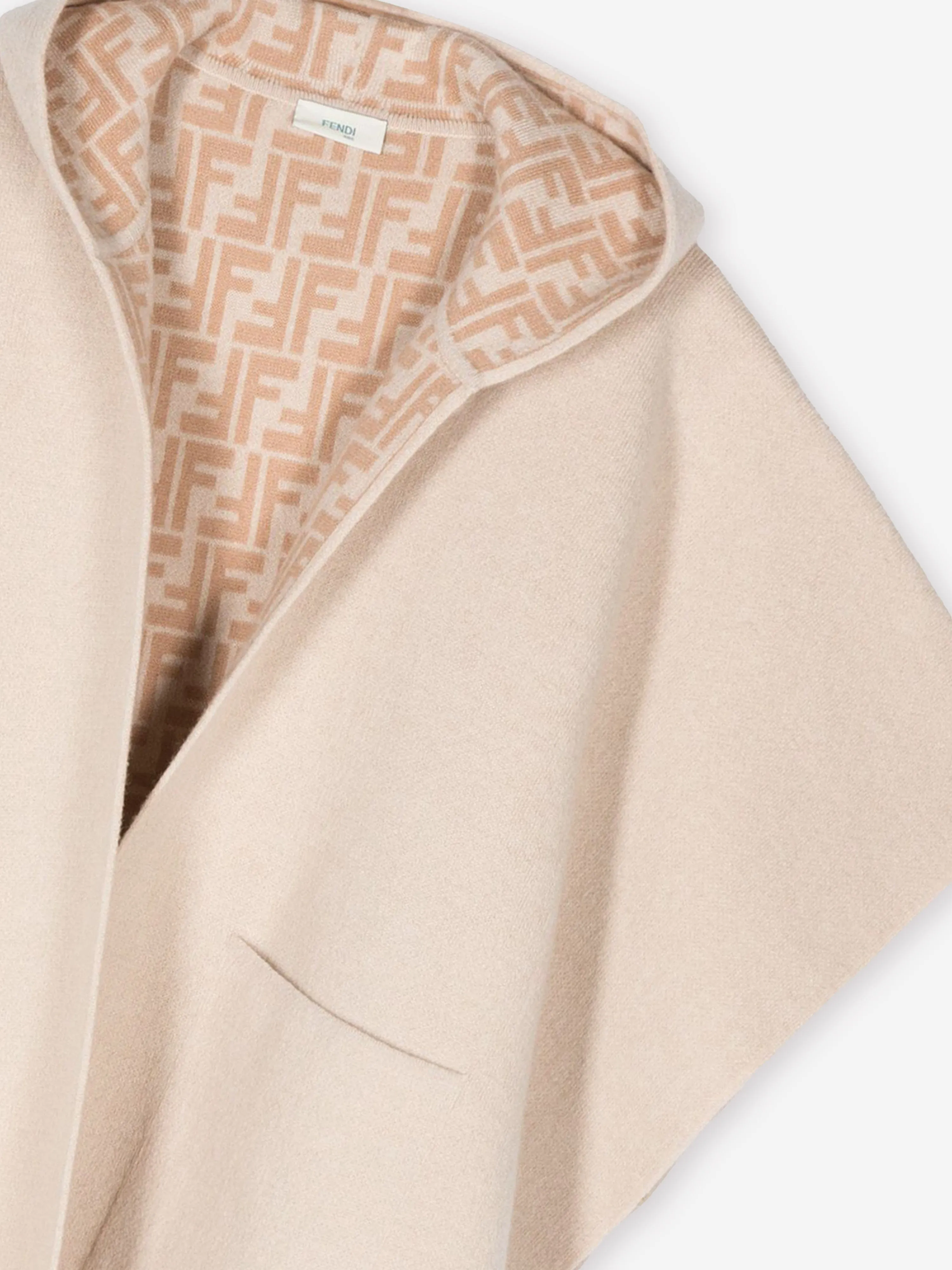 Girls Wool Reversible Cape in Beige