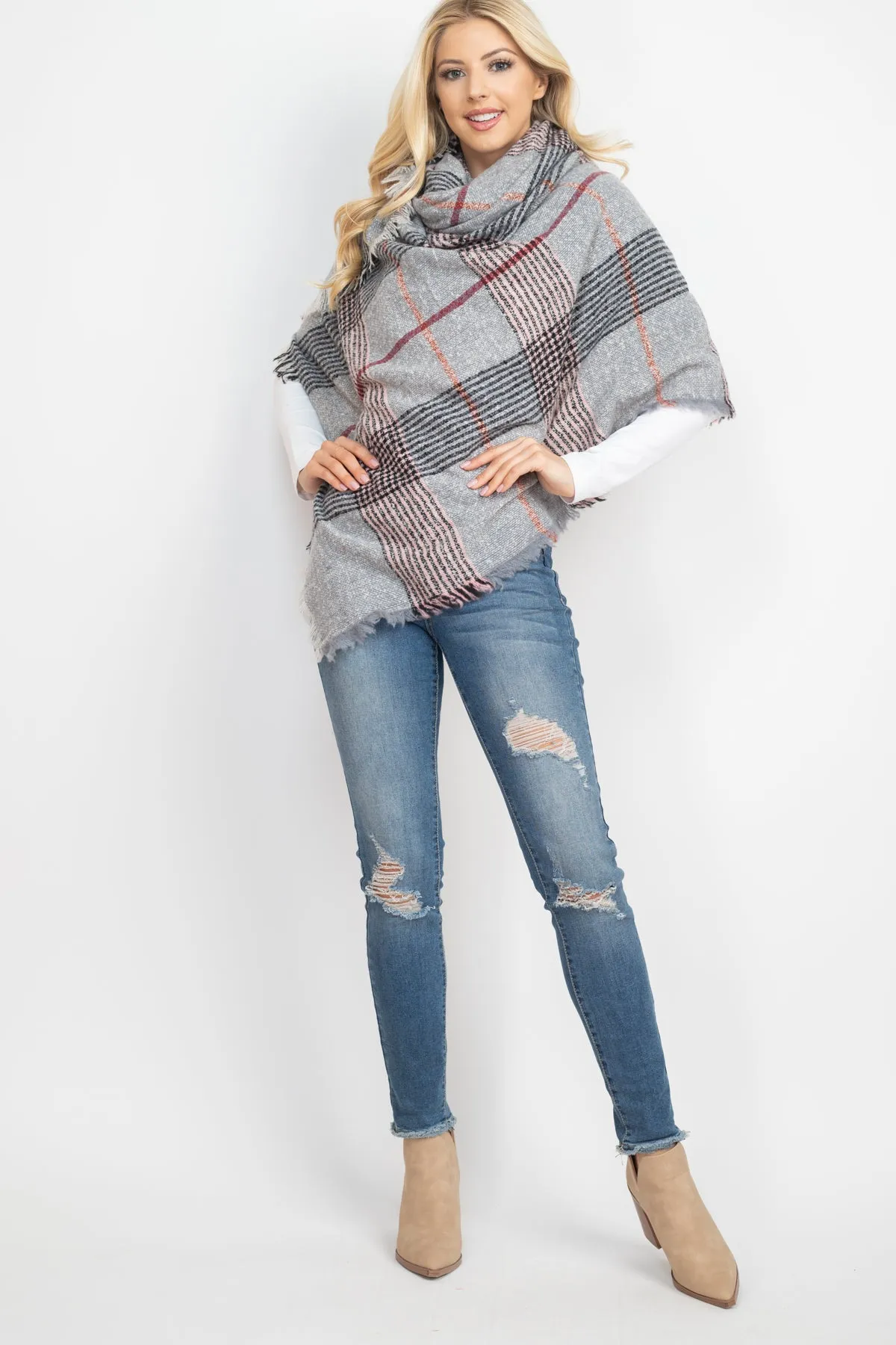 HDF2914 - MULTI COLOR BLANKET FRINGED SCARF