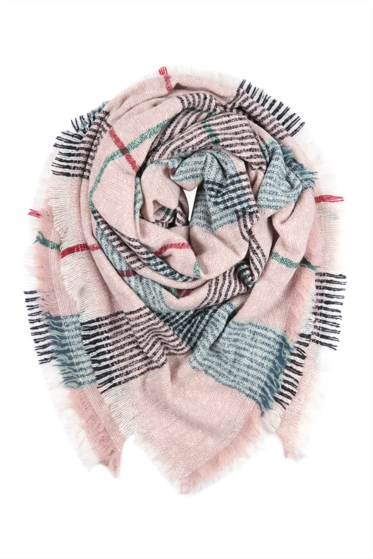 HDF2914 - MULTI COLOR BLANKET FRINGED SCARF