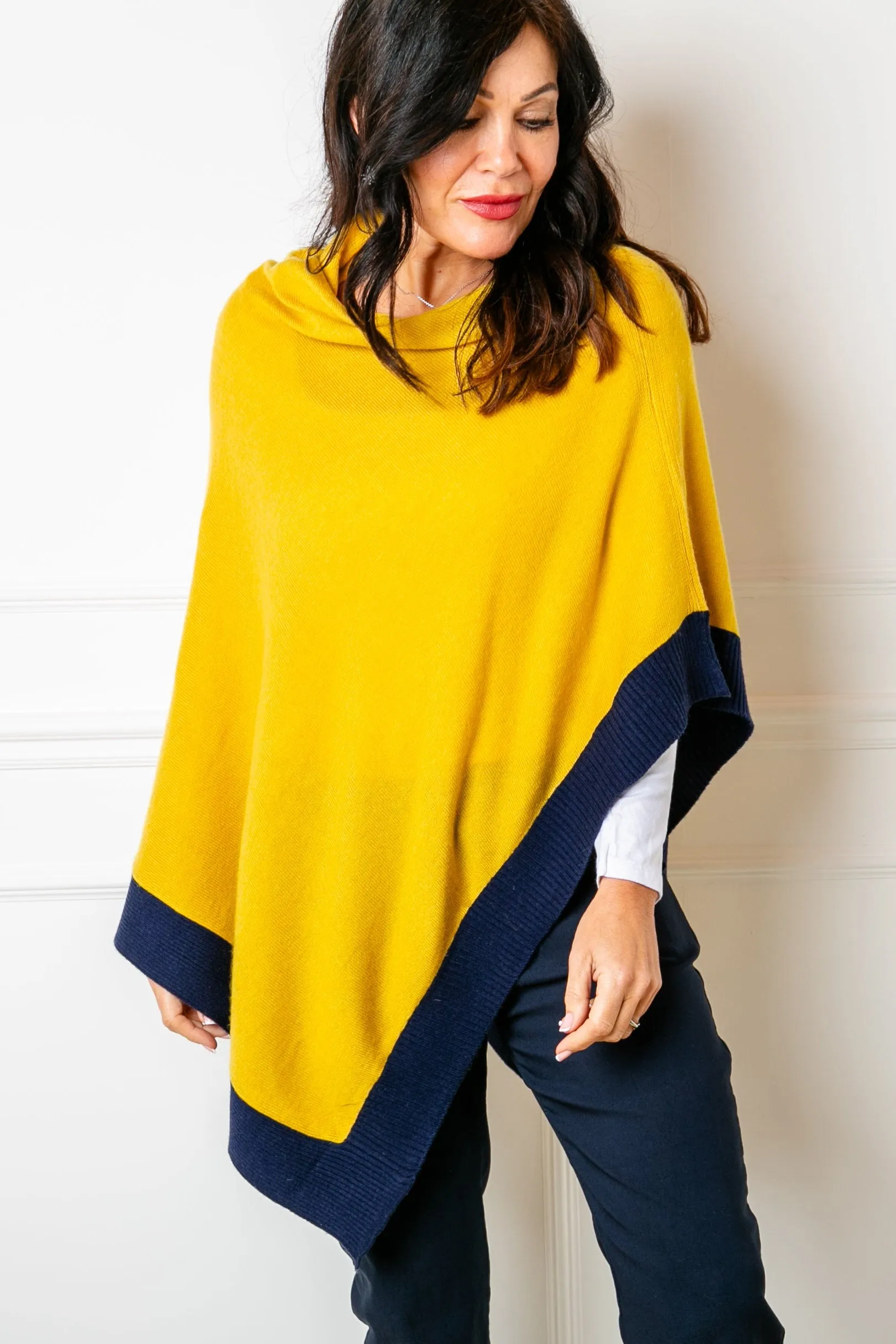 Hepburn Cashmere Ribbed Edge Poncho