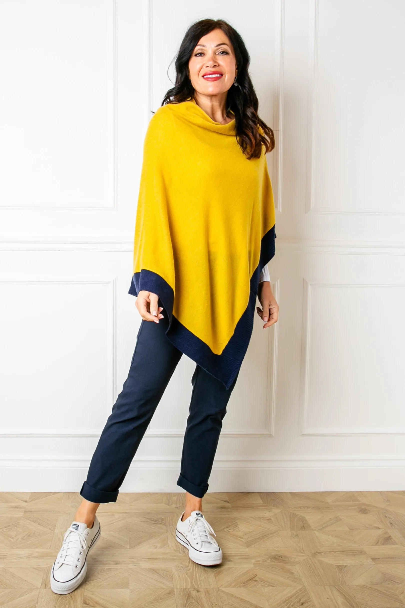 Hepburn Cashmere Ribbed Edge Poncho