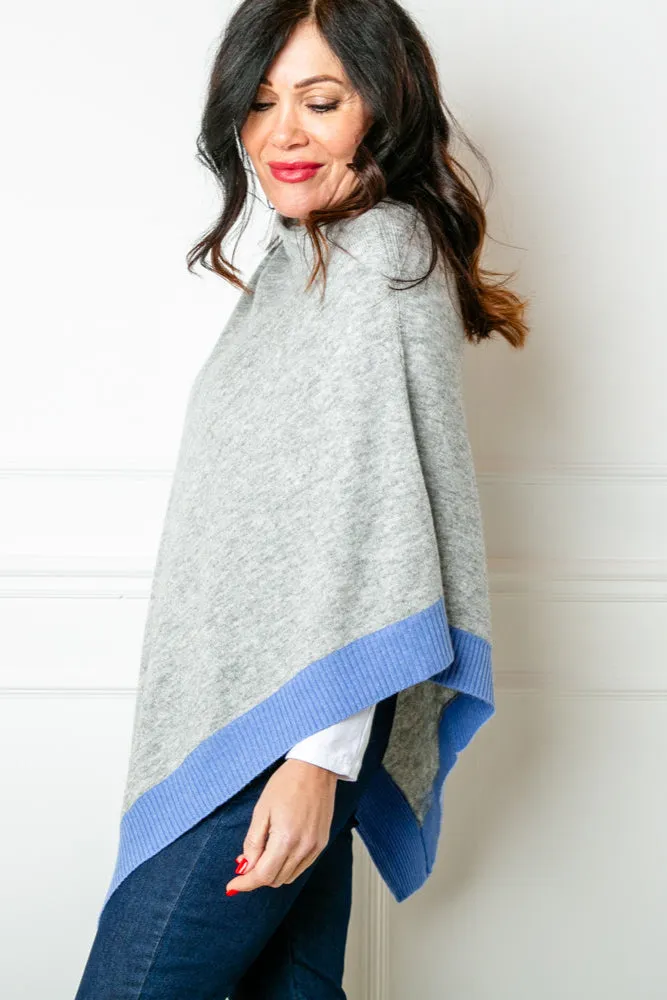 Hepburn Cashmere Ribbed Edge Poncho