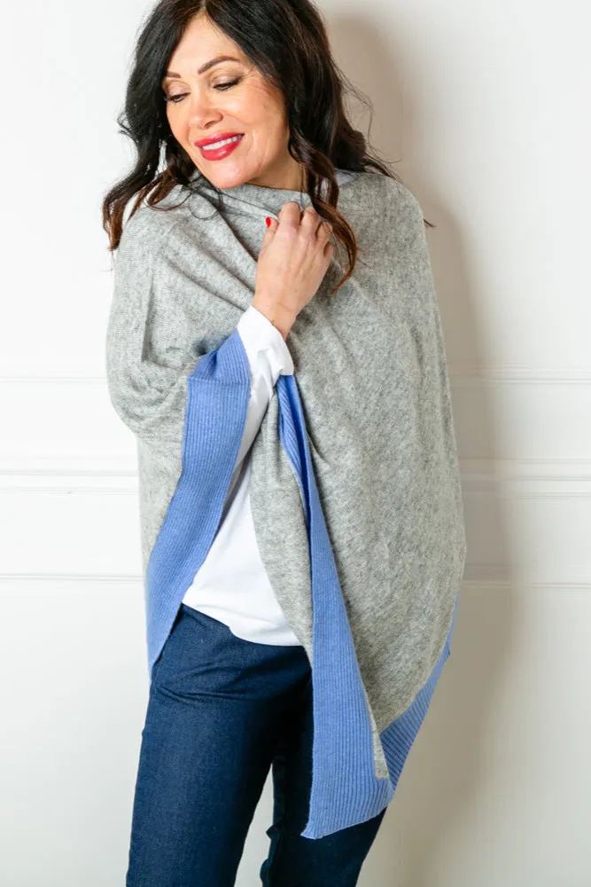 Hepburn Cashmere Ribbed Edge Poncho