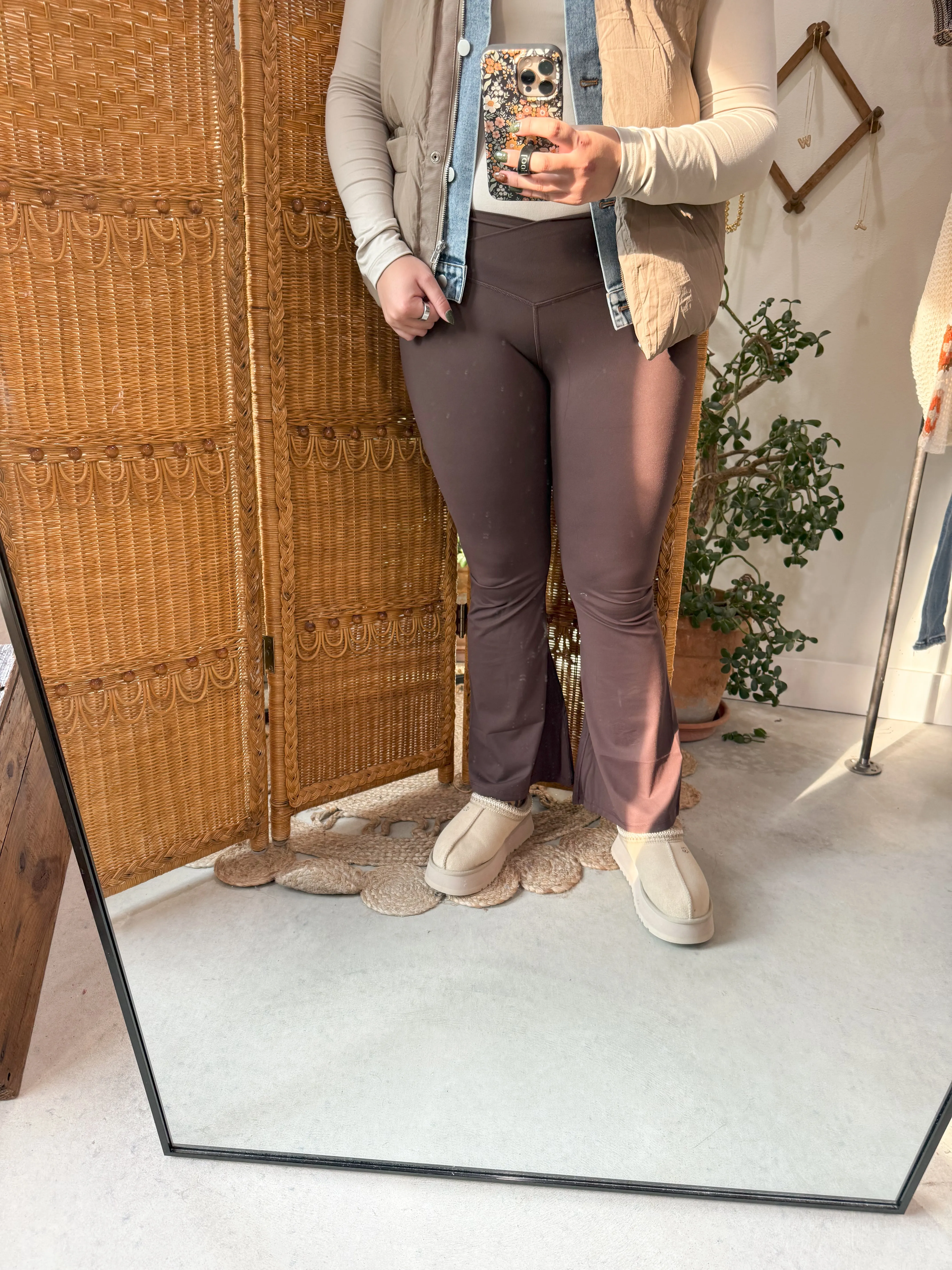 High Waist Crossover Flare Leggings