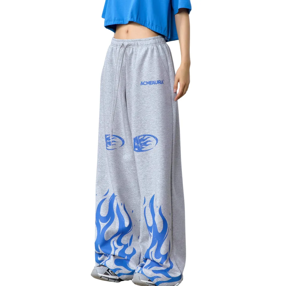 Jazz Loose Flame Print Sweatpants