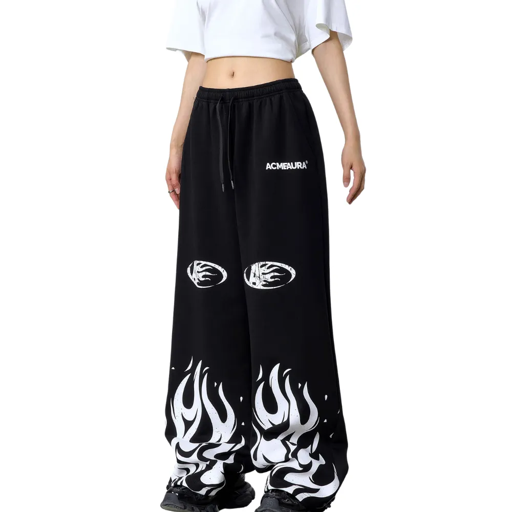 Jazz Loose Flame Print Sweatpants