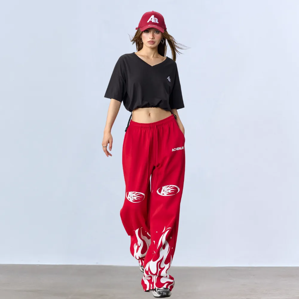 Jazz Loose Flame Print Sweatpants