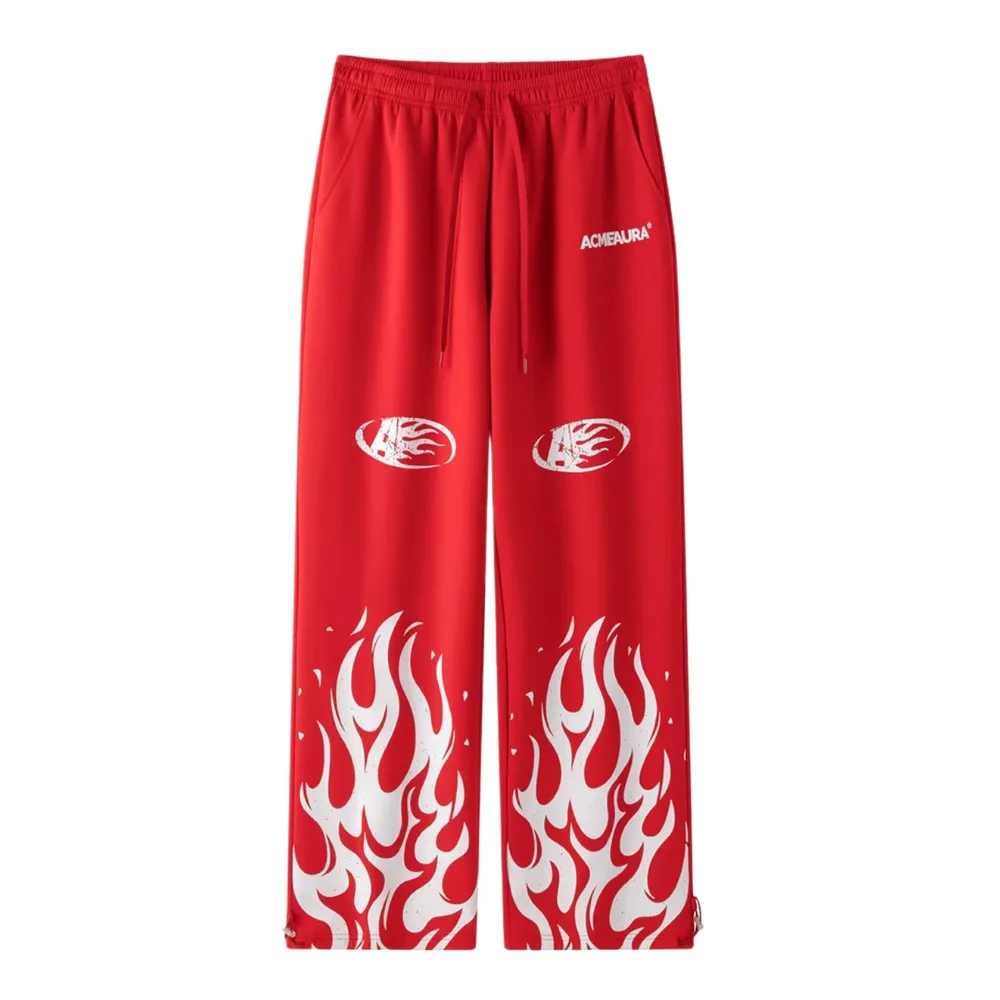 Jazz Loose Flame Print Sweatpants