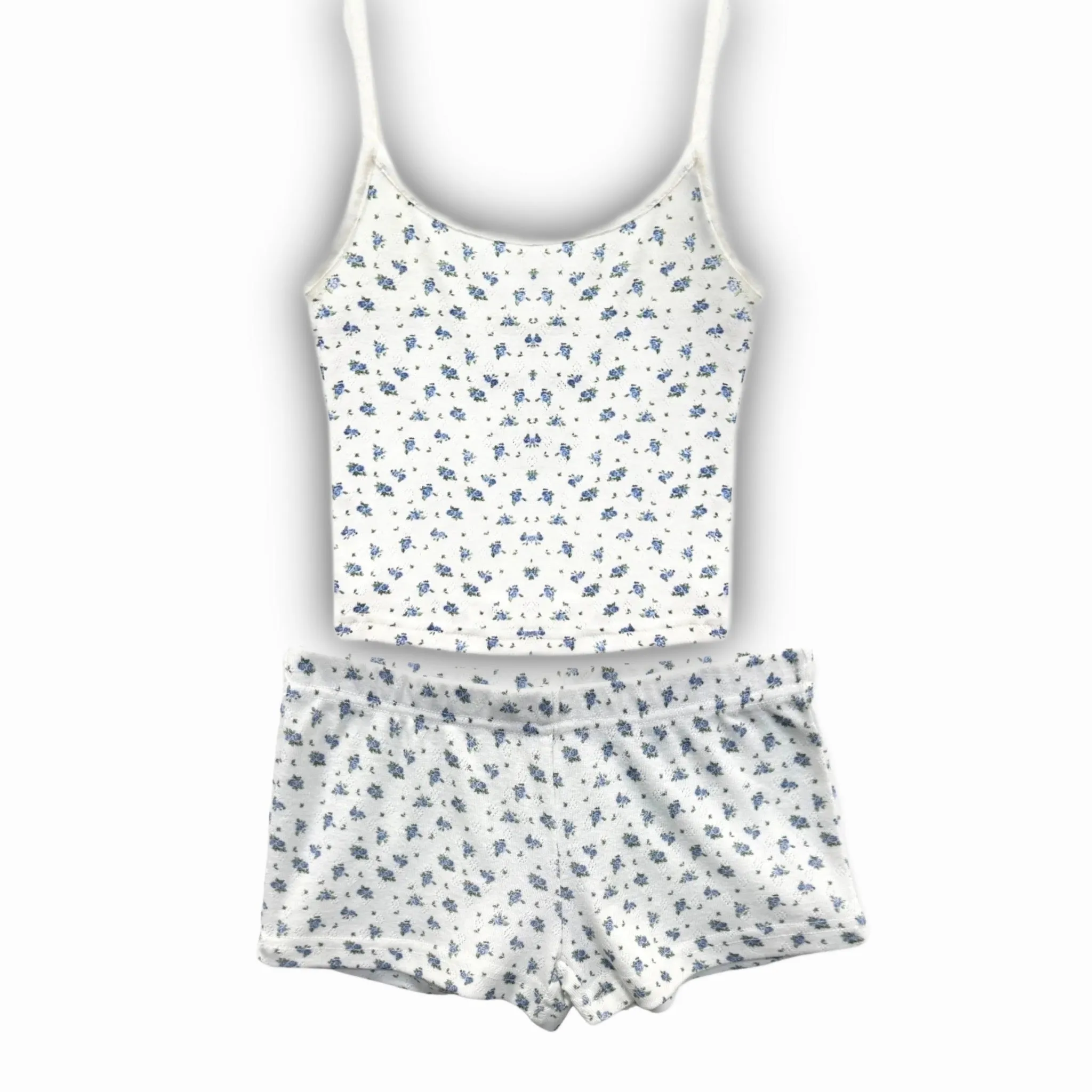 KATIEJ NYC- TWEEN MARINA CAMI LOUNGE SET (Baby Blue Rose Ditsy)