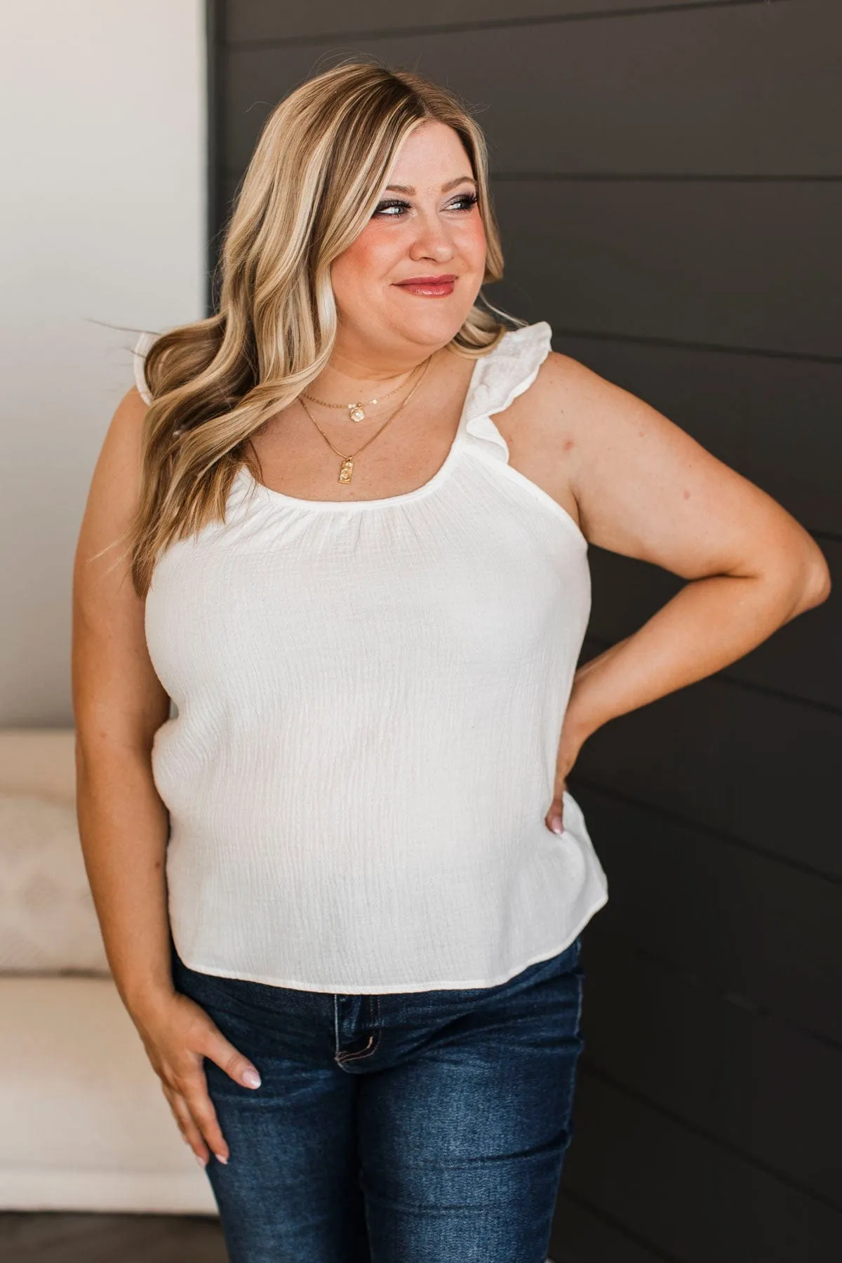Keep It Interesting Tank Top- White