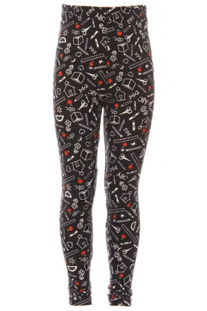 Kid's Colorful School Supplies Pattern Printed Leggings