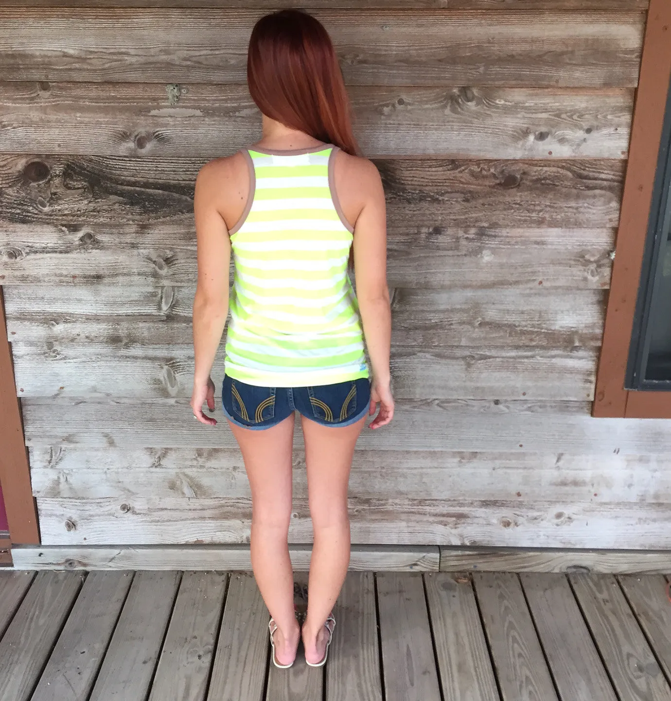 Ladies Racerback Tank - Breathe Easy Starfish - Neon Yellow