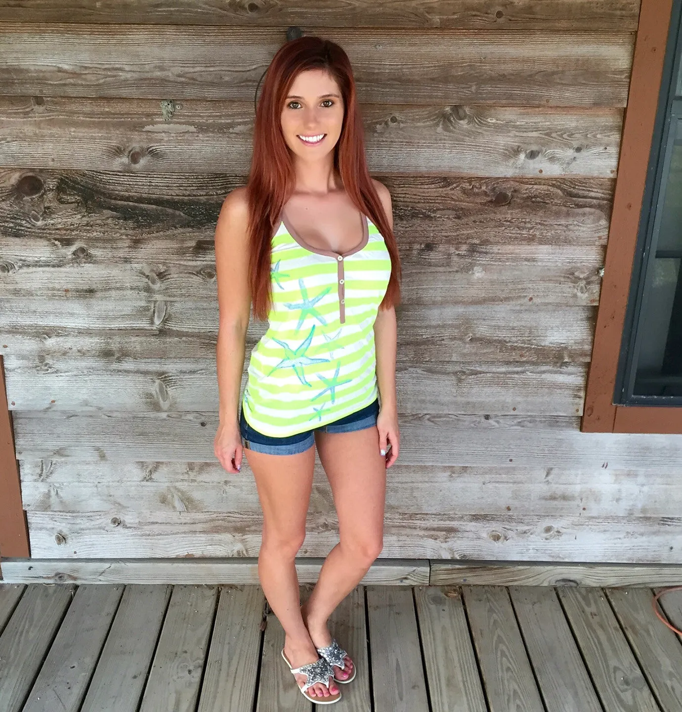 Ladies Racerback Tank - Breathe Easy Starfish - Neon Yellow