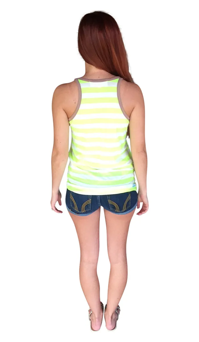 Ladies Racerback Tank - Breathe Easy Starfish - Neon Yellow