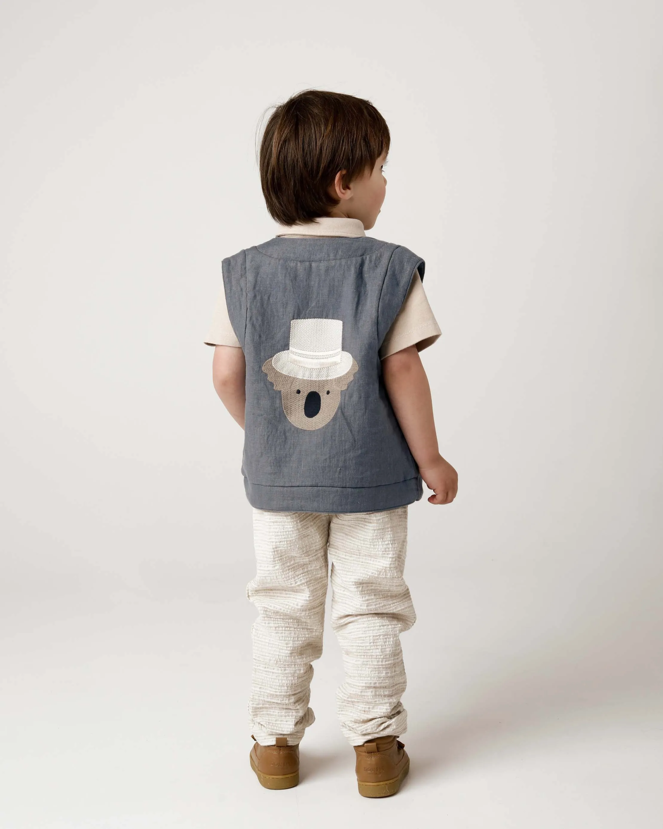 Larsel Linen Gilet | Groom | Dark Spruce