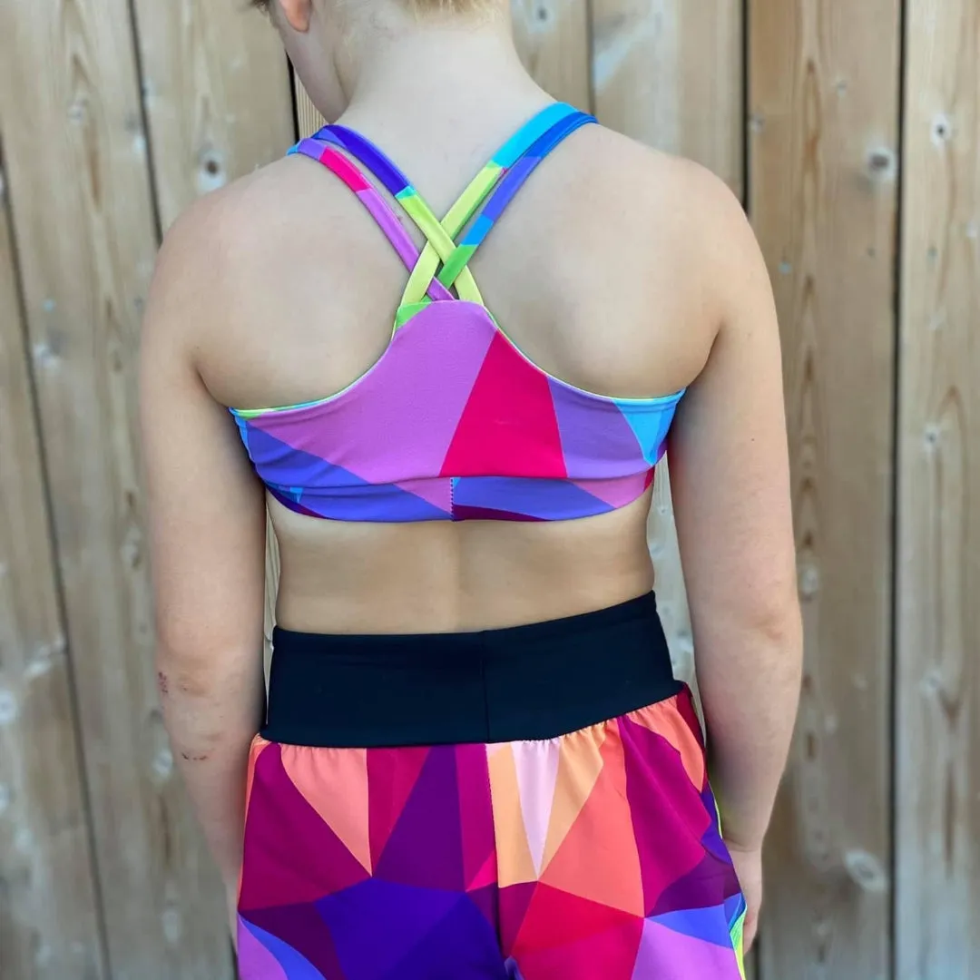 Lil Tornado Top - light weight black flex with mystery print straps