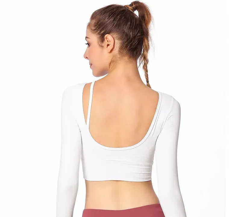 Long Sleeve Halter Crop