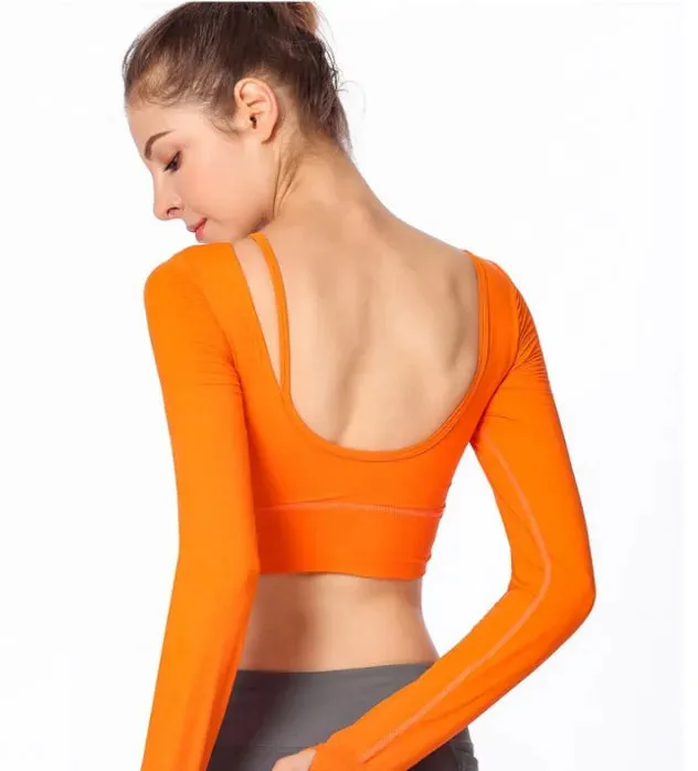 Long Sleeve Halter Crop