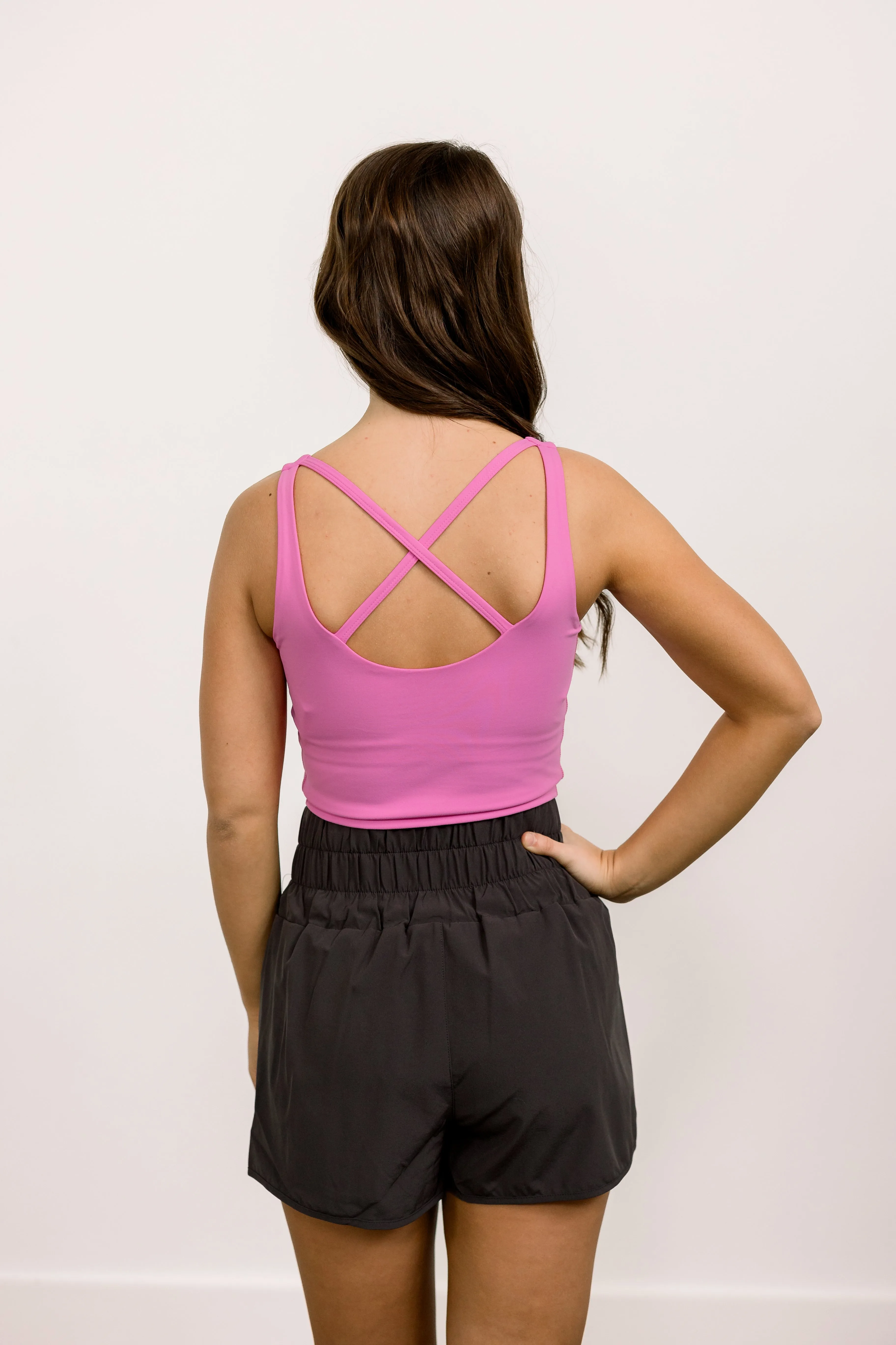Longline Sports Tank (Fuschia)