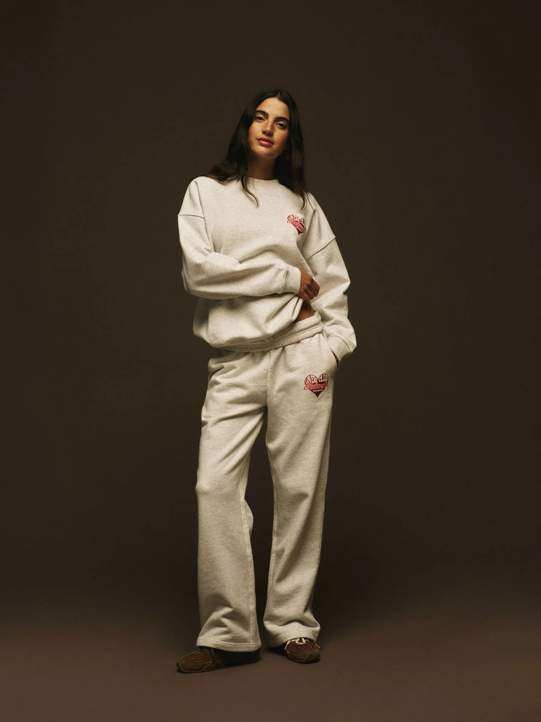 Lovers Club Straight Leg Sweatpants - Light Grey Melange