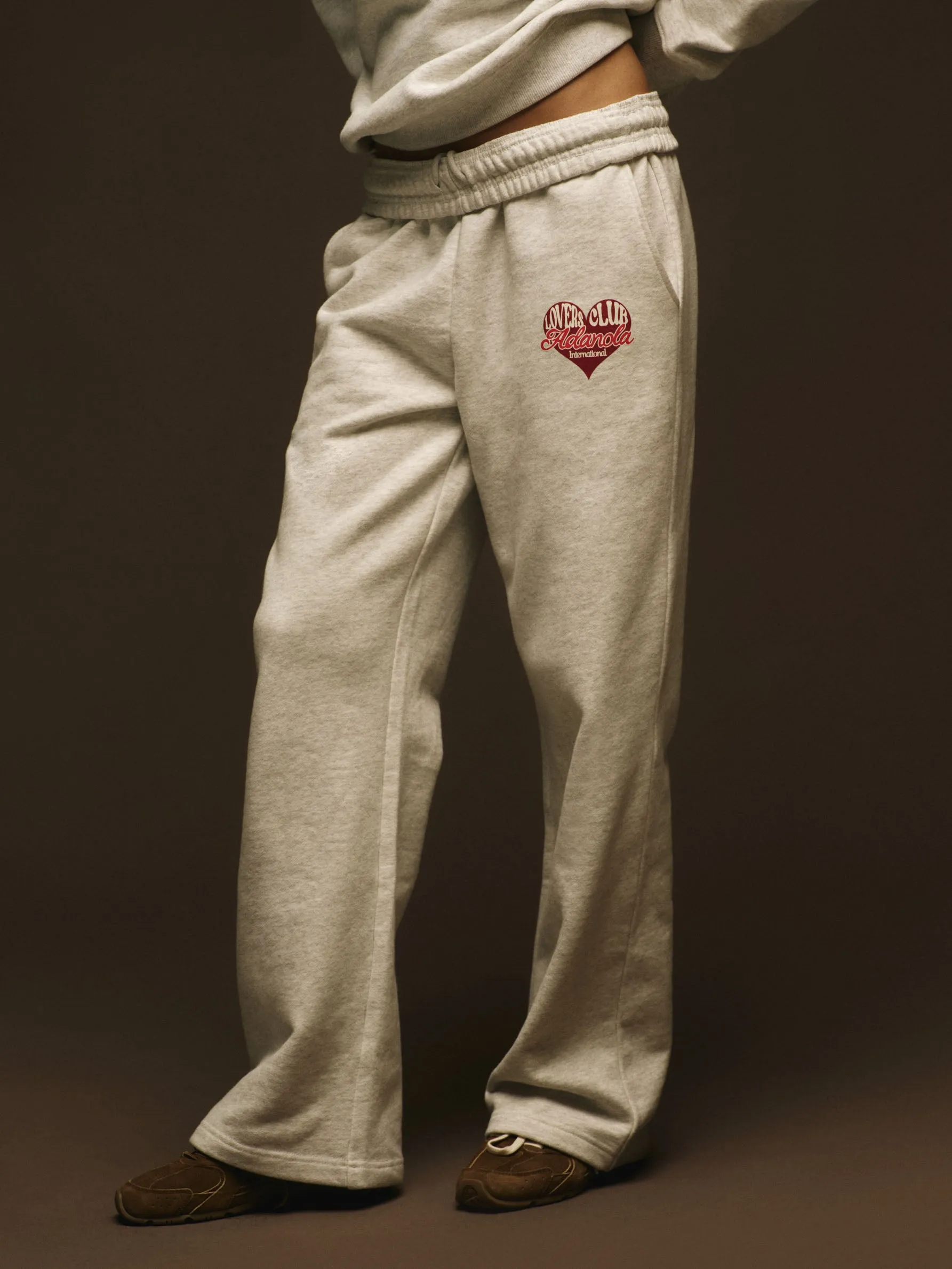 Lovers Club Straight Leg Sweatpants - Light Grey Melange