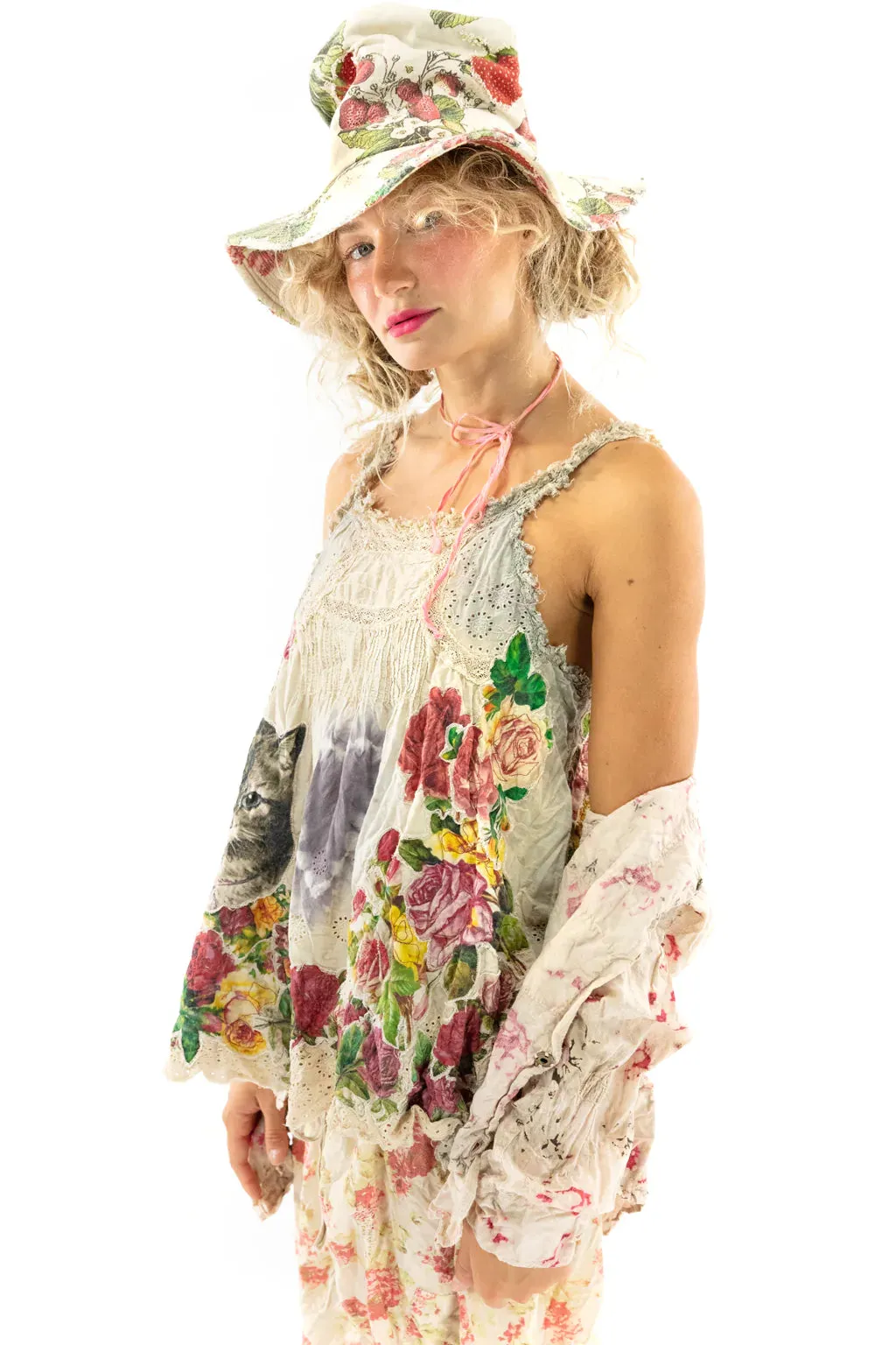 Magnolia Pearl Pink Applique Clementine Tank Top 275 Moonlight Floral White NEW