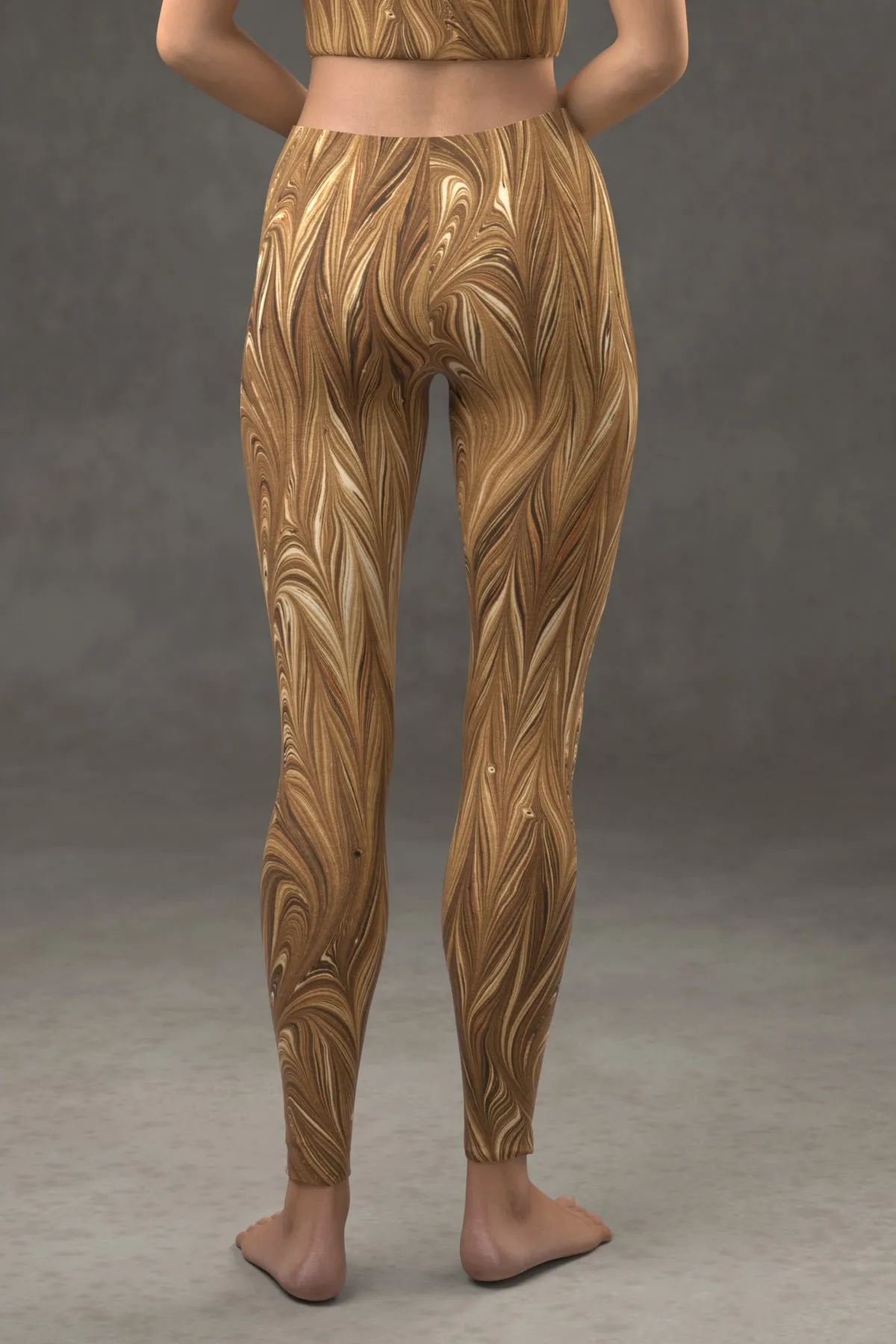 Marbled Twill Leggings: Sepia