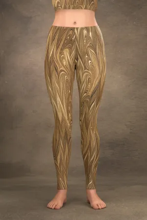 Marbled Twill Leggings: Sepia