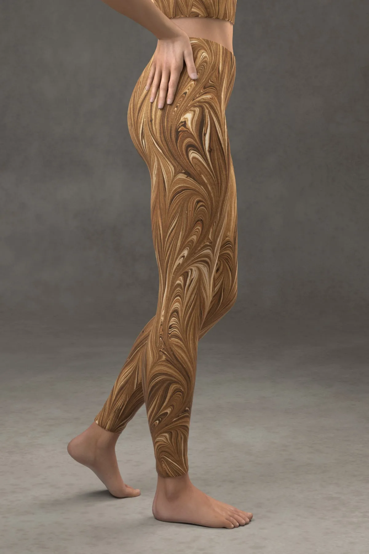 Marbled Twill Leggings: Sepia